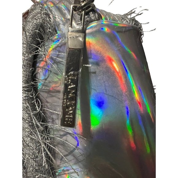 NWOT Lancôme Silver Fringe Holographic Cosmetics Bag - Picture 3 of 6